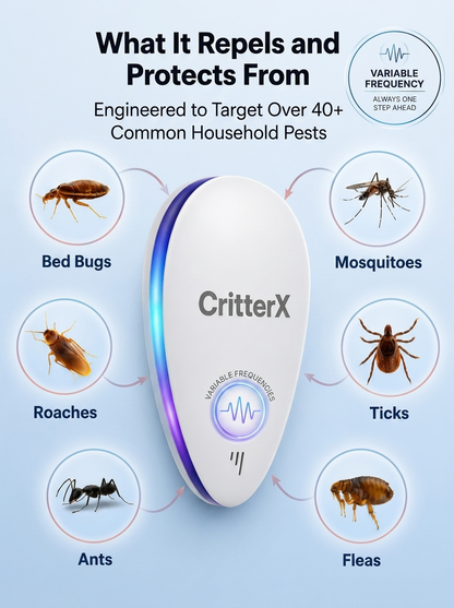 CritterX™ Pro 2025 Advanced Pest Repeller - Eliminate Pests Permanently