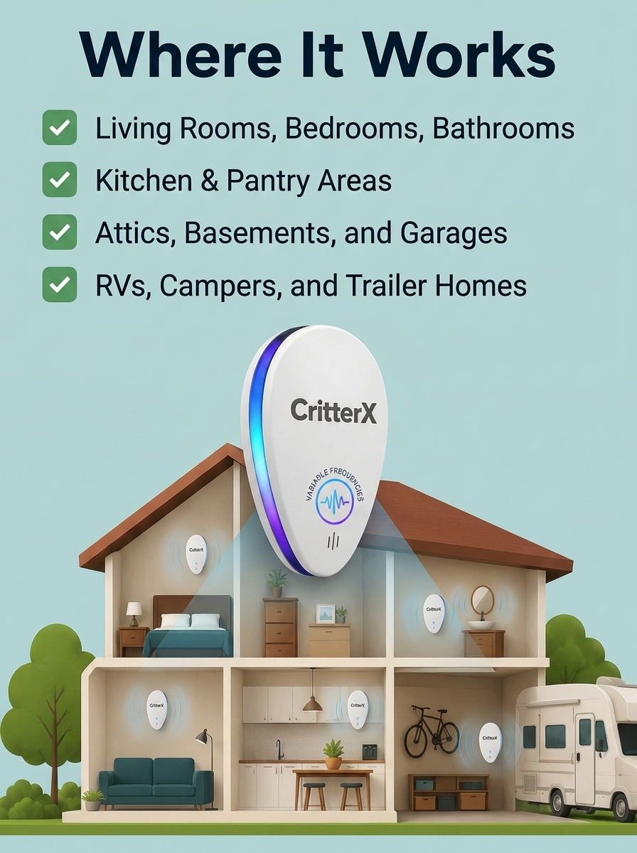 CritterX™ Pro 2025 Advanced Pest Repeller - Eliminate Pests Permanently
